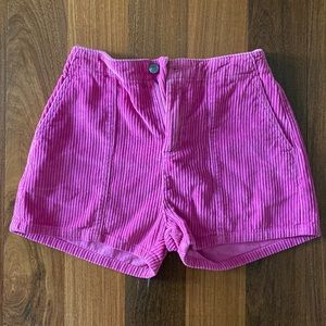 COPY - Deep pink corduroy high waisted shorts by RVCA